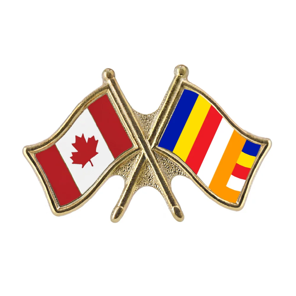 Canada/Buddhist Flag Crossed Pin