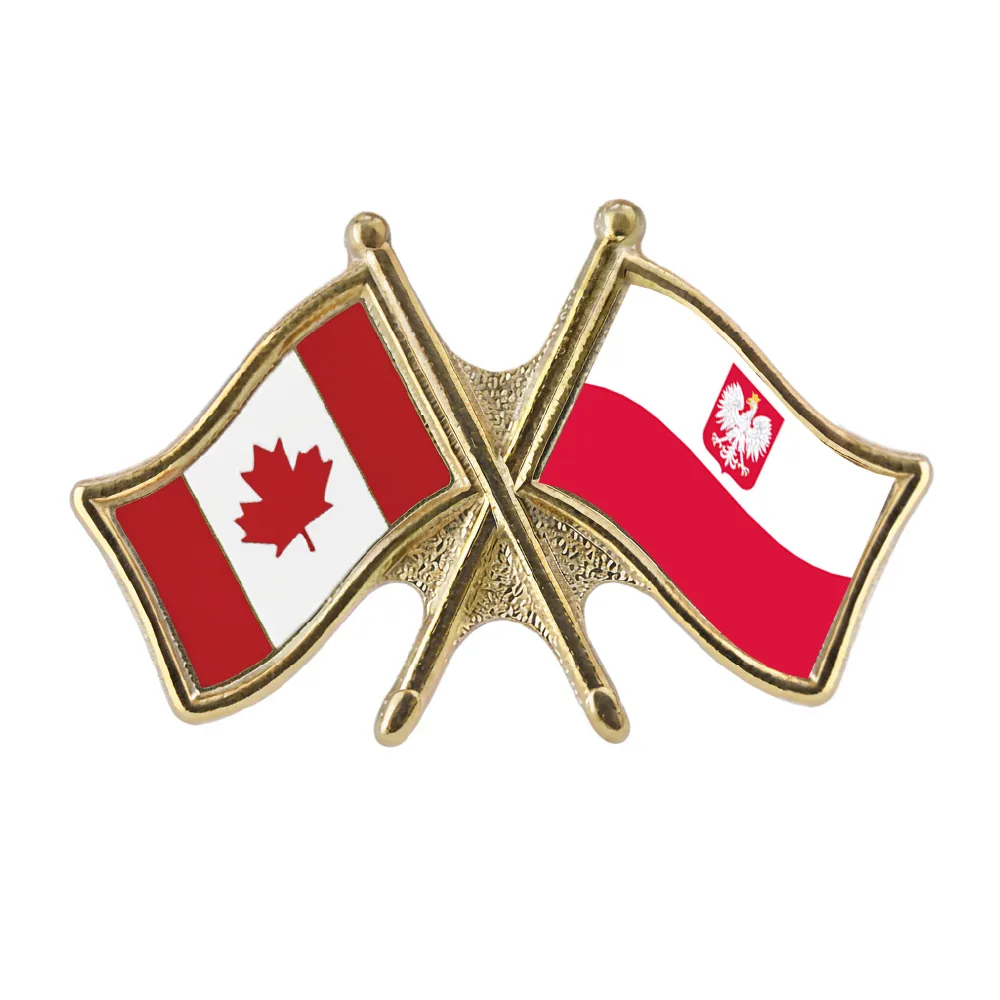 Canada/Poland with Eagle Crossed Pin