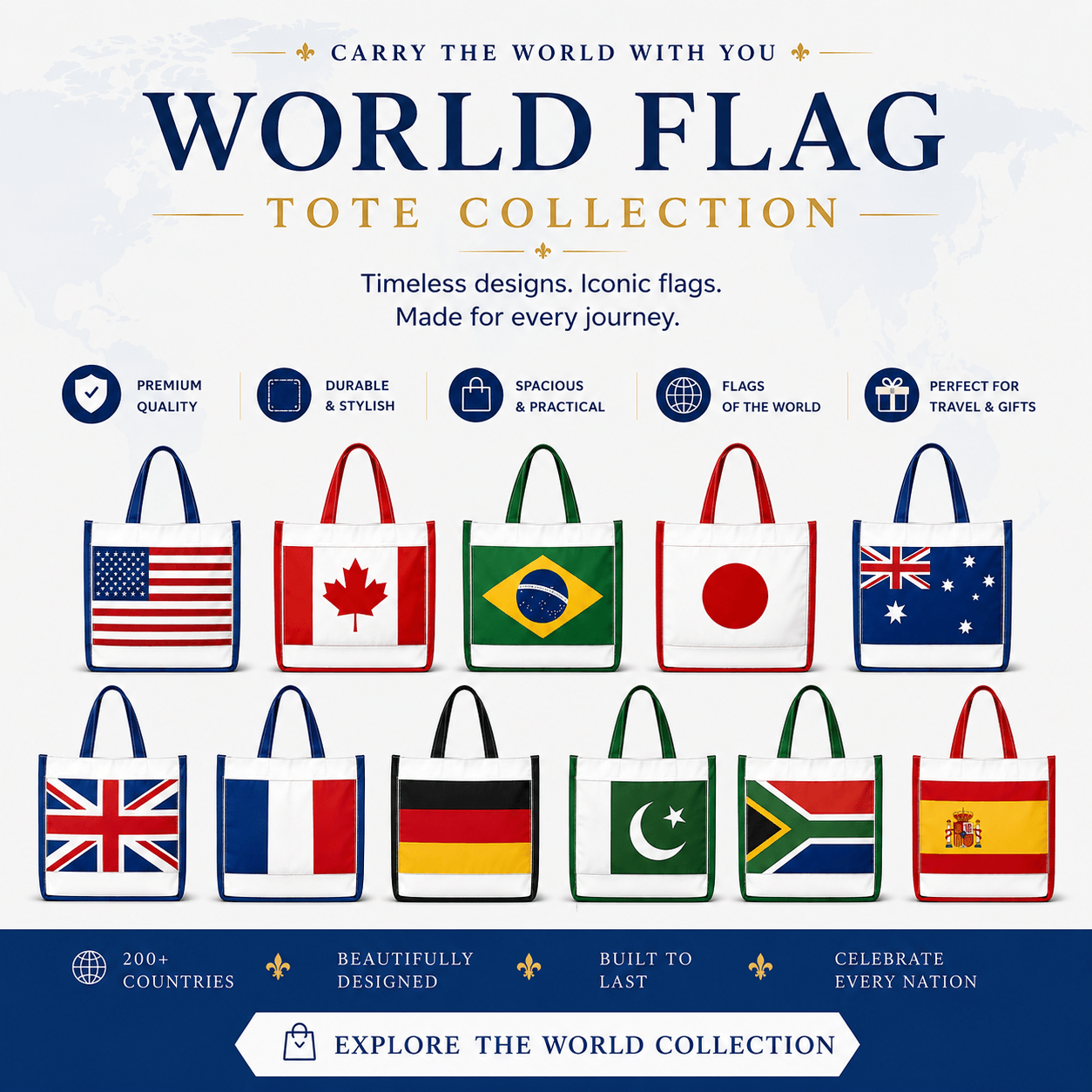 Country Flag Tote Bags-mb