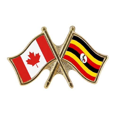 Canada Uganda crossed flag lapel pin