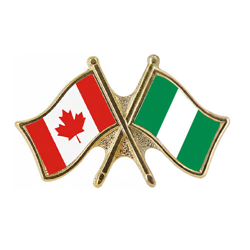 Canada Nigeria crossed flag lapel pin