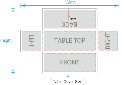 Fitted Table Covers Back with Zipper - Sizes 2